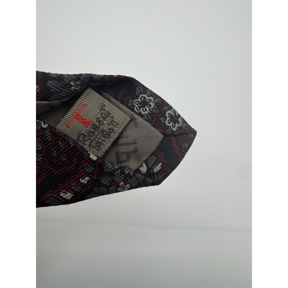 Talbots‎ Studio Silk Tie Red Gray Medallion Floral Classic Necktie USA - Picture 9 of 11